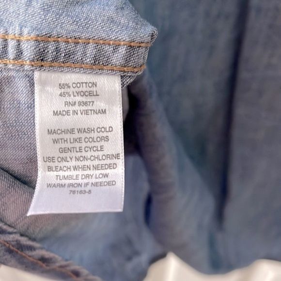 ANA Long Sleeve Chambray Button Down Denim Shirt Medium Blue Denim PXXL so soft - Picture 9 of 10
